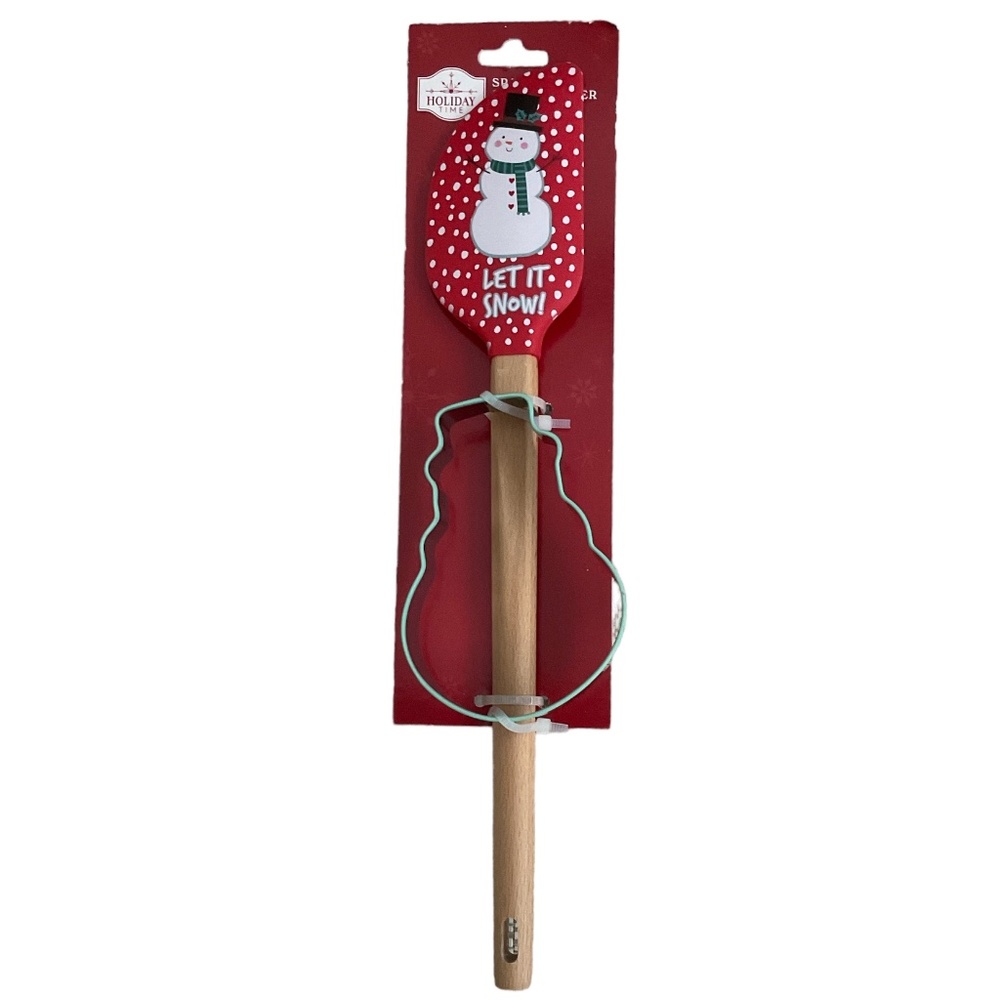 HOLIDAY TIME Christmas SPATULA Cookie Cutter Set Snowman w/Beechwood Handle NWT